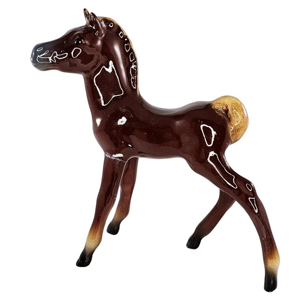 Vintage Italy Foal Baby Horse Figurine Brown Chestnut #4605 *Repaired*